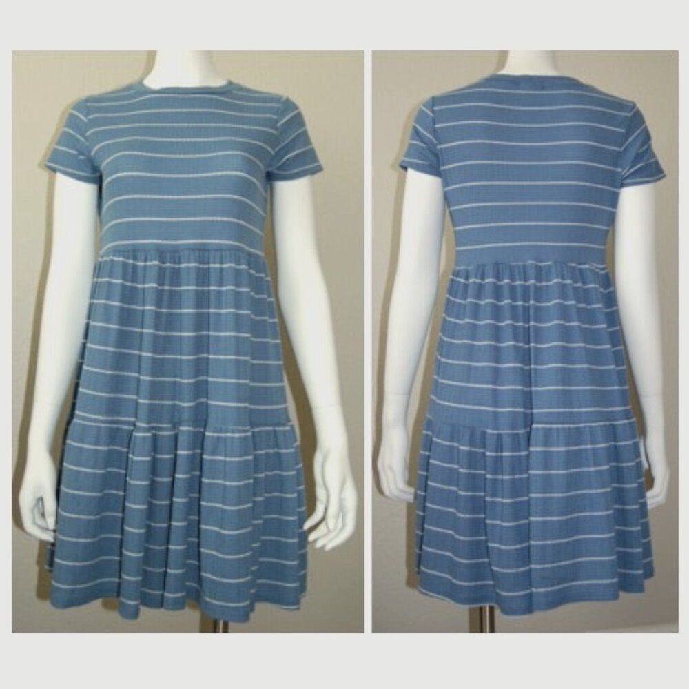 See You Monday, Juniors Size L (34" Bust), Blue, Robe & Flare, Tiered Dress